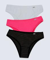 Kit 3 Calcinhas Listrada Biquíni DelRio-67072