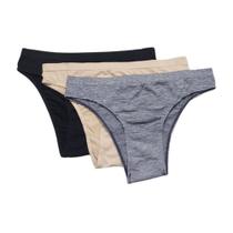 Kit 3 Calcinhas Microfibra Trifil Caju/Preto/Mescla Kit 3 Calcinhas Microfibra Trifil Caju/Preto/Mescla