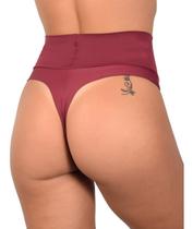 Kit 3 Calcinhas Modeladoras Fio Dental Cós Alto Duplo Cintura Alta em Poliamida Conforto Atacado