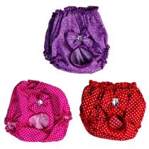 Kit 3 Calcinhas Para Cachorro - Rosa, Vermelha E Lilás G - Nicapet