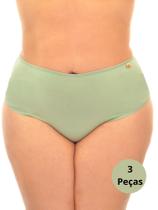 Kit 3 Calcinhas Plus Size Linda Brasil Algodão Premium Sortidas Tangão Cintura Alta