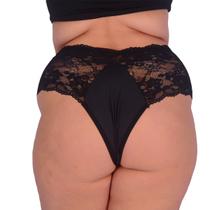 Kit 3 Calcinhas Plus Size Tanga Conforto Renda Microfibra
