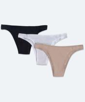 Kit 3 Calcinhas Tanga Básicas Delcotton-95343