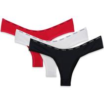 Kit 3 Calcinhas Tanga Fio Duplo Forro Algodão Moda Feminina