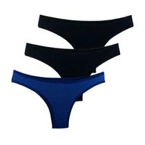 Kit 3 Calcinhas Tanga Try Basics Algodão Cotton Básica Lisa Moda Lingerie