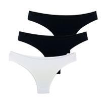 Kit 3 Calcinhas Tanga Try Basics Algodão Cotton Básica Lisa Moda Lingerie