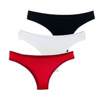 Kit 3 Calcinhas Tanga Try Basics Algodão Cotton Básica Lisa Moda Lingerie