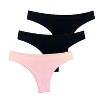 Kit 3 Calcinhas Tanga Try Basics Algodão Cotton Básica Lisa Moda Lingerie