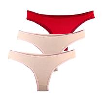 Kit 3 Calcinhas Tanga Try Basics Algodão Cotton Básica Lisa Moda Lingerie