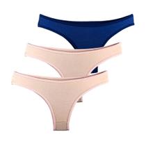 Kit 3 Calcinhas Tanga Try Basics Algodão Cotton Básica Lisa Moda Lingerie
