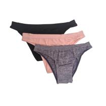 Kit 3 Calcinhas Tangas Trifil C04403 Preto/Rosa/Cinza