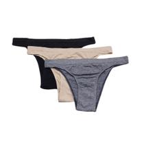 Kit 3 Calcinhas Tangas Trifil Castanha/Preto/Cinza Mescla