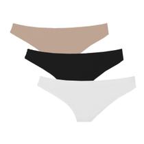 Kit 3 Calcinhas Trifil C04403/4403 Branco/Preto/Macadâmia