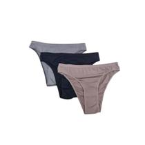 Kit 3 Calcinhas Trifil C04404 Azul/mescla/chocolate