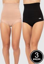 Kit 3 Calcinhas Vekyo Plus Size Modeladora Cintura Alta