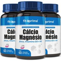 Kit 3 Cálcio Magnésio Zinco Vitaminas D3 K2 Com 60 Cápsulas Fitoprime