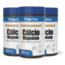Kit 3 Cálcio Magnésio Zinco Vitaminas D3 K2 Com 60 Cápsulas Fitoprime