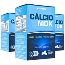 Kit 3 Calcio MDK Magnésio e Vitaminas D3 e K2 Vitamina 100 Puro Premium Natunéctar 180 Capsulas