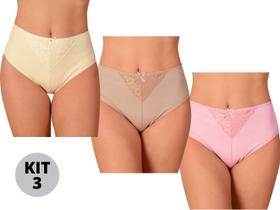 Kit 3 Calçola Plus Size Cintura Alta Algodão Cotton Veste até o 52 Lingerie Calcinha Plus Atacado Kit 3 Calçola Plus Size Cintura Alta Algodão Cotton Veste até o 52 Lingerie Calcinha Plus Atacado