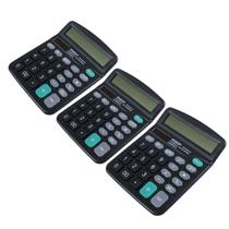 Kit 3 Calculadora de Comércio Eletrônica Tela LCD de 12 Digitos a Pilha com Função Memória Botão MRC GT OFF MU