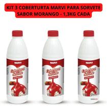 Kit 3 Calda Marvi Para Sorvete E Sobremesa Sabor Morango Nfe