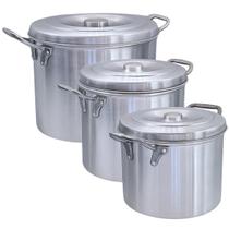 KIT 3 CALDEIRÃO Nº 18 20 22 HOTEL PANELA ALUMÍNIO POLIDO PROFISSIONAL INDUSTRIAL RESTAURANTE