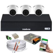 Kit 3 Câmera 1220D Mic com Audio Dvr 1004 Intelbras s/hd