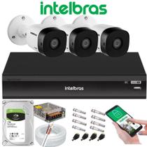 Kit 3 Câmera de Segurança Full Hd 1080p 1220b Intelbras Dvr Inteligente Imhdx 3108 com hd 1TB