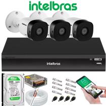 Kit 3 Câmera de Segurança Full Hd 1080p 1220b Intelbras Dvr Inteligente Imhdx 3108 com hd 500gb