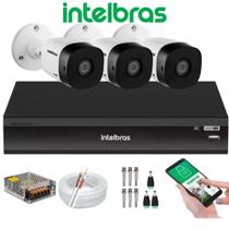 Kit 3 Câmera de Segurança Full Hd 1080p 1220b Intelbras Dvr Inteligente Imhdx 3108
