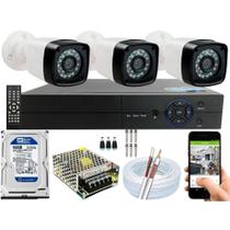 Kit 3 Camera de Segurança Infra 20m 720p 1mp Dvr 4ch Multi Hd