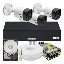 Kit 3 Camera de Segurança Intelbras Alta Resolução 1120 Vhl Hd Dvr 4 Canais 1104c