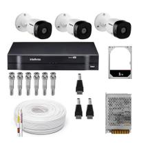 Kit 3 Camera de Seguranca Intelbras Bullet vhl 1120b Externa Dvr 4 canais com hd 1tb