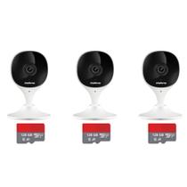 Kit 3 Câmera Inteligente Interna Wi-fi Full HD IMX Branca Intelbras C/3 cartoes 128GB