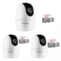 Kit 3 Câmera Ip 360 Full Hd Im4 Mibo Intelbras + Sd 128gb Ultra