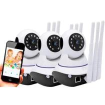 Kit 3 Camera Ip Wifi 3 Antenas App Yoosee Onvif Full Hd 1080p P2p 360º