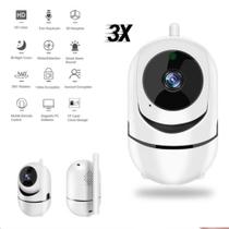 Kit 3 Câmera IP Wifi 720P Robo C/ Áudio Grava em Nuvem e CartãoSD