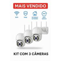 KIT 3 Câmera IP WiFi Externa 360 Full HD com Gravação em SD