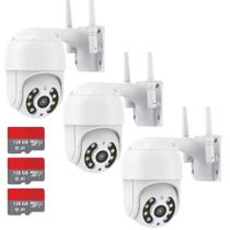 Kit 3 Camera PTZ Externa Ip Dome Wifi Full Hd +3 Cartão 128GB Kit 3 Camera PTZ Externa Ip Dome Wifi Full Hd +3 Cartão 128GB