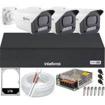 Kit 3 Câmeras 1080p Full Color C/Áudio Dvr Intelbras 4ch 1TB Kit 3 Câmeras 1080p Full Color C/Áudio Dvr Intelbras 4ch 1TB