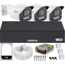 Kit 3 Câmeras 1080p Full Color C/Áudio Dvr Intelbras 4ch 1TB