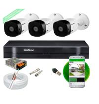 Kit 3 Cameras 1120b Intelbras + Dvr Mhdx 1104 + Cabo