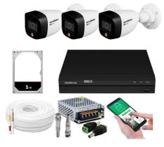 Kit 3 Câmeras 1220 Full Color Dvr Intelbras Mhdx 4 Canais c/hd 1tb