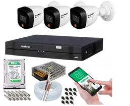 Kit 3 Câmeras 1220 Full Color Dvr Intelbras Mhdx 4 Canais c/hd 500gb