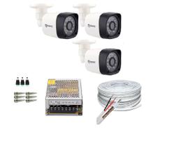 Kit 3 Câmeras Bullet Full Hd 1080p 2Mp Com Cabo e Conectores