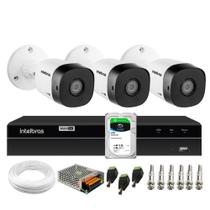 Kit 3 Câmeras Bullet HD 720p VHL 1120 B Infra 20m DVR Gravador Intelbras MHDX 1204 4 Canais 2TB SKY