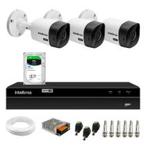 Kit 3 Câmeras Bullet VHC 1120 B HDCVI HD 720P IP66 Visão Noturna 20M Intelbras + DVR MHDX 1204 com 4 Canais Multi HD Intelbras + HD 1TB Skyhawk