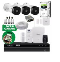 Kit 3 Câmeras Com Dvr 8ch Hd 1tb E Alarme Amt 8000 Intelbras