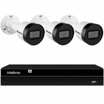 Kit 3 Câmeras de Segurança Bullet Intelbras Full HD 1080p VIP 1230 B G4 + Gravador Digital de Vídeo NVR NVD 1404 - 4 Canais