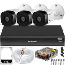 Kit 3 Câmeras de Segurança Full Hd 1080p 1220b Intelbras Dvr Inteligente Imhdx 3108 hd 500gb